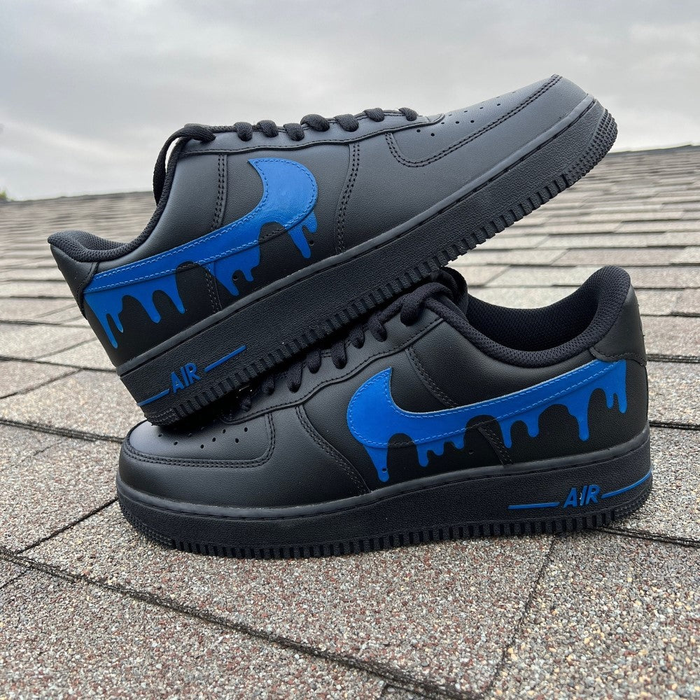 Black Blue Drip Custom Air Force 1