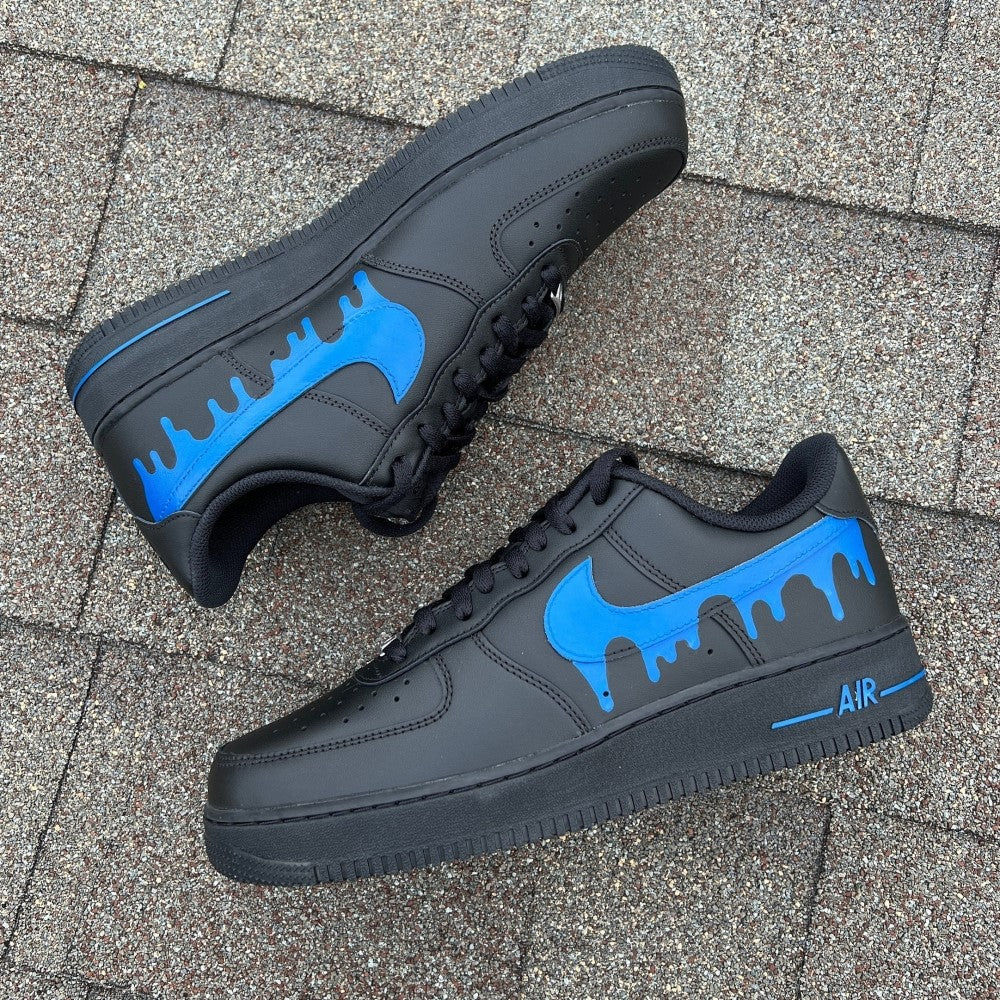 Black Blue Drip Custom Air Force 1