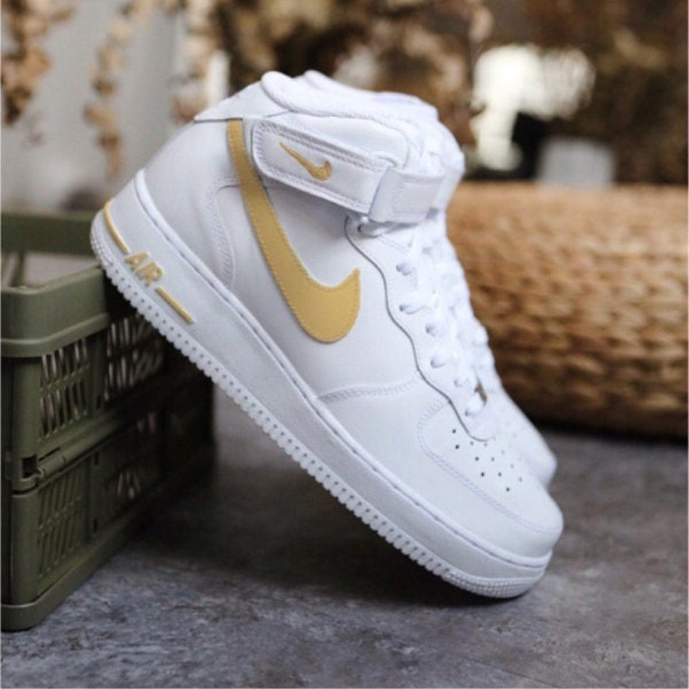 Beige Swoosh Custom Air Force 1 Mid