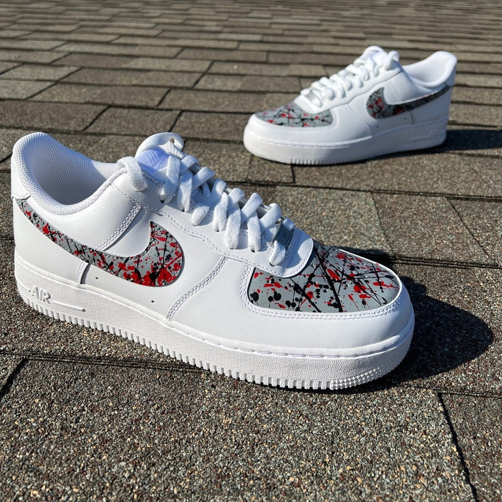 Gray Red Splash Custom Air Force 1