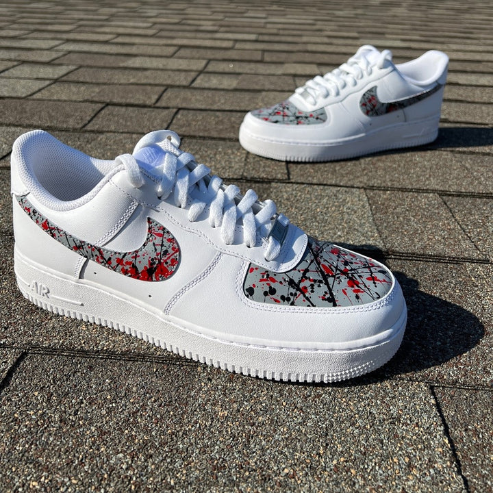 Gray Red Splash Custom Air Force 1