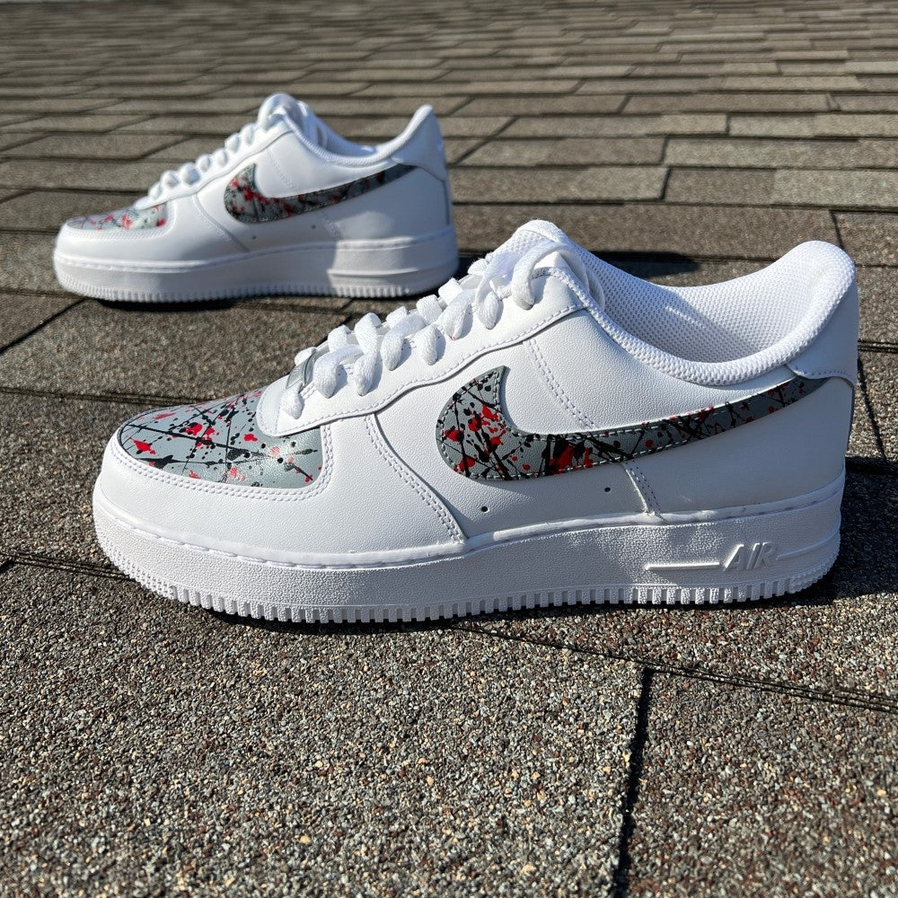 Gray Red Splash Custom Air Force 1