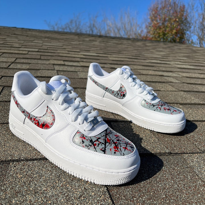 Gray Red Splash Custom Air Force 1