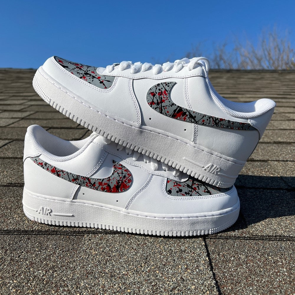 Gray Red Splash Custom Air Force 1