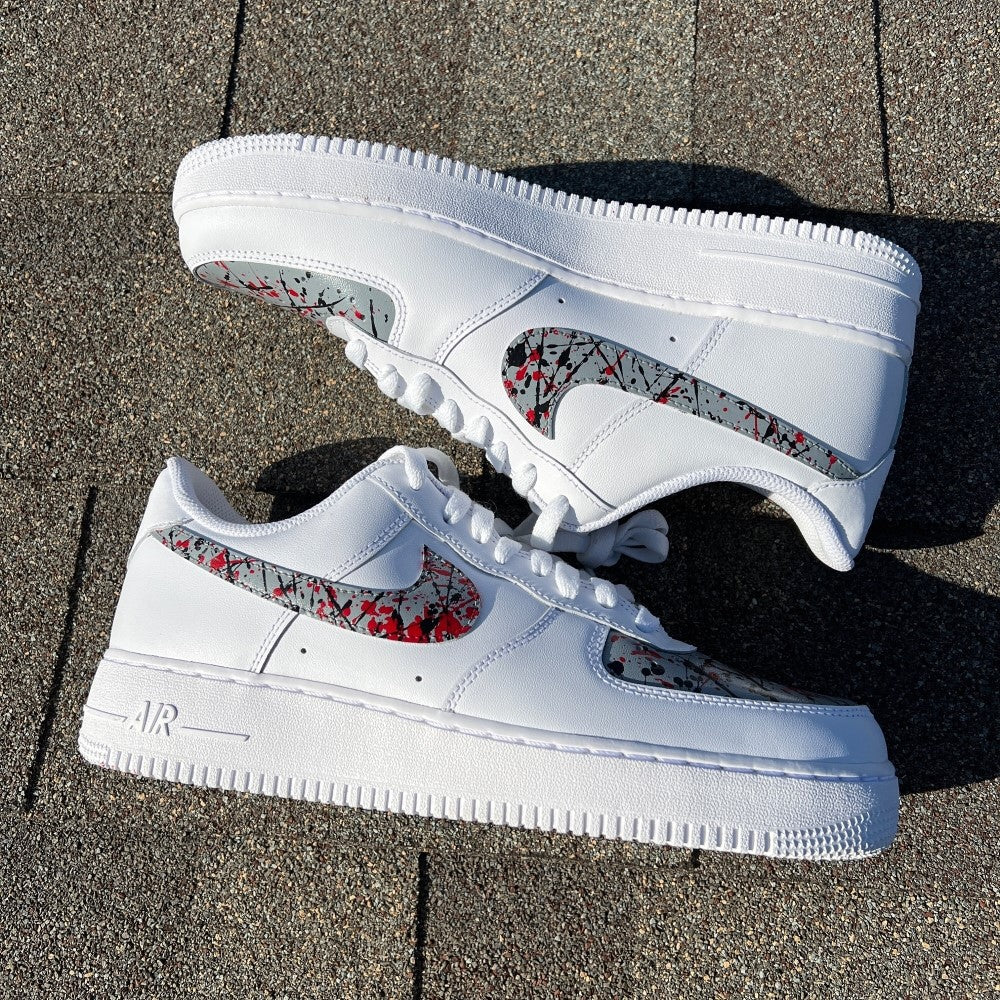 Gray Red Splash Custom Air Force 1