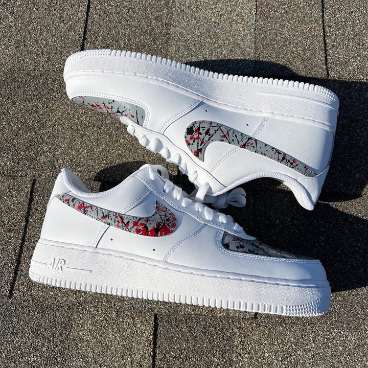 Gray Red Splash Custom Air Force 1