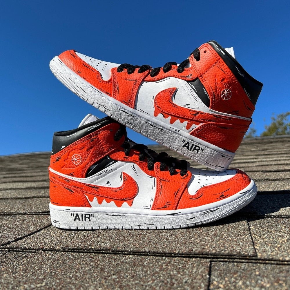 Orange Black Drip Cartoon Custom Air Jordan 1