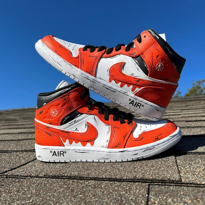 Orange Black Drip Cartoon Custom Air Jordan 1