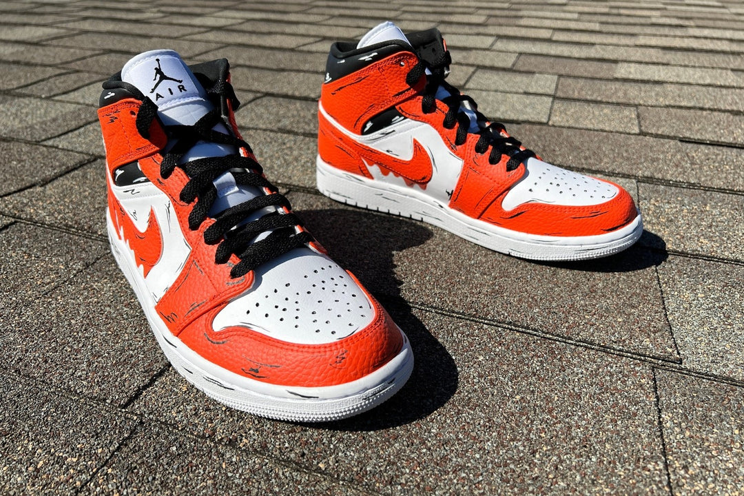 Orange Black Drip Cartoon Custom Air Jordan 1