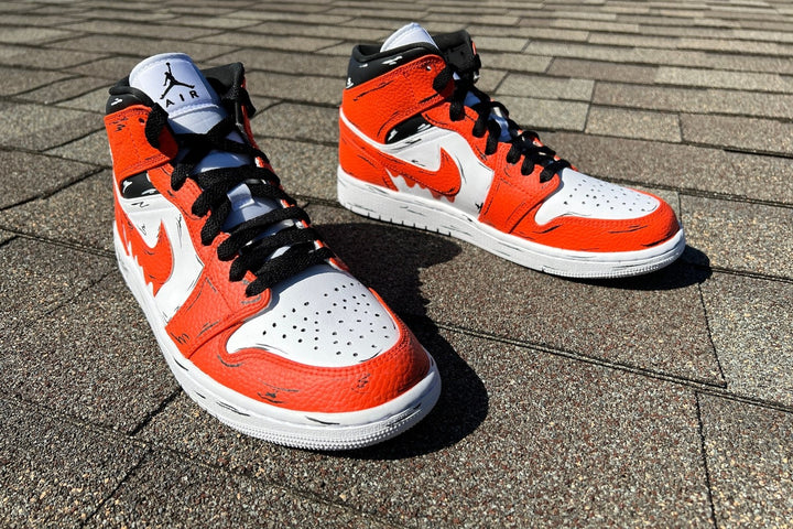 Orange Black Drip Cartoon Custom Air Jordan 1