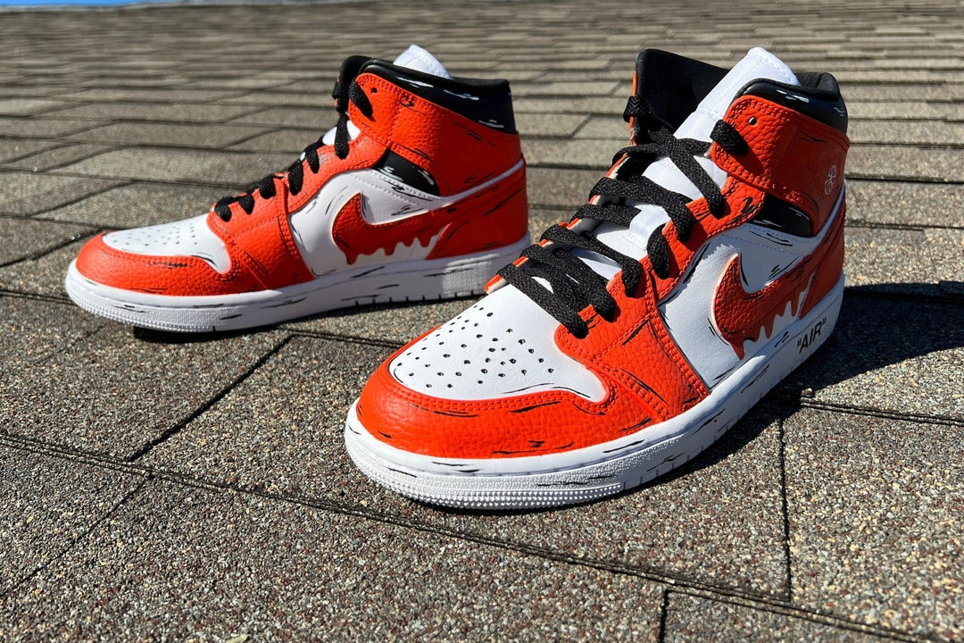 Orange Black Drip Cartoon Custom Air Jordan 1