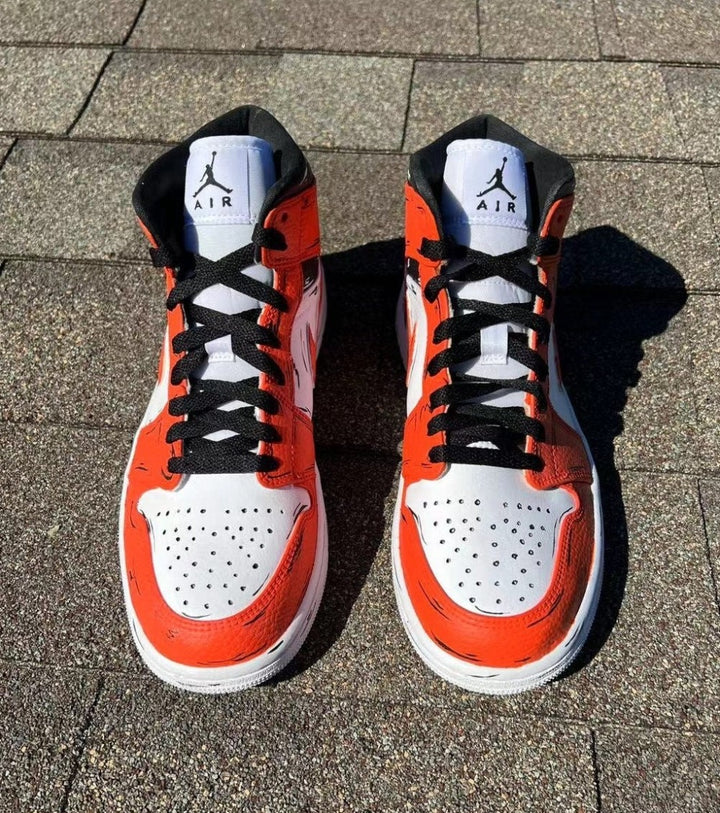 Orange Black Drip Cartoon Custom Air Jordan 1