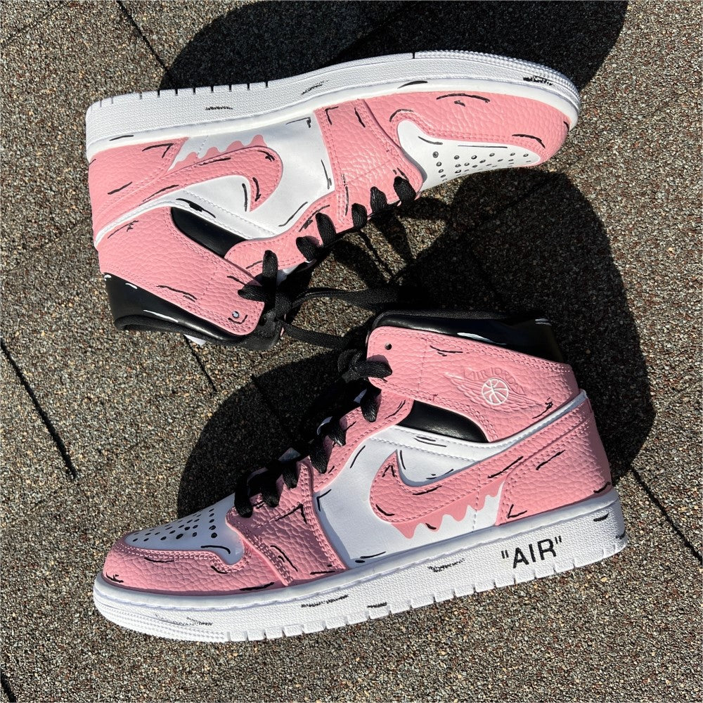 Pink Black White Drip Custom Air Jordan 1