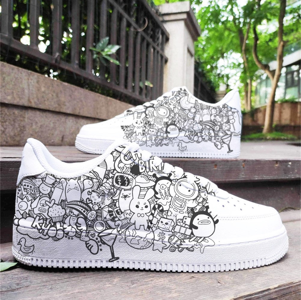 Black White Graffiti Custom Air Force 1