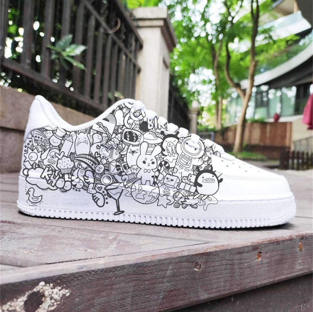 Black White Graffiti Custom Air Force 1