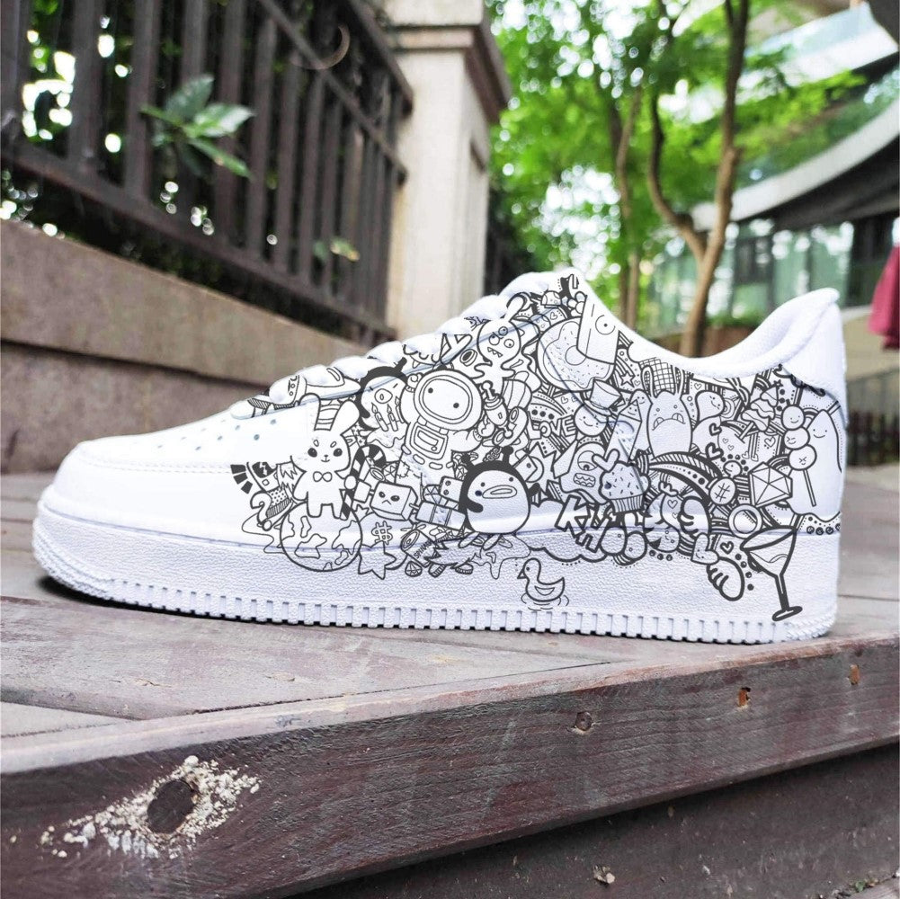 Black White Graffiti Custom Air Force 1