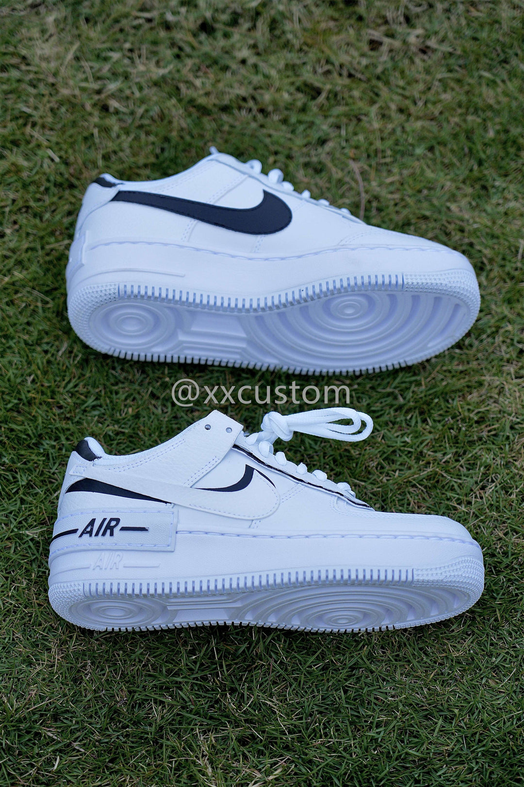 Black White Slanted Swoosh Shadow Custom Air Force 1