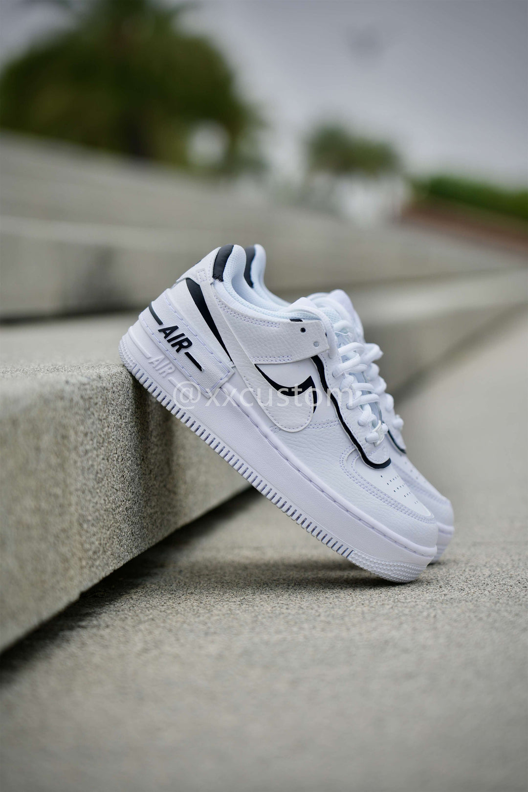 Black Shadow Swoosh White Custom Air Force 1