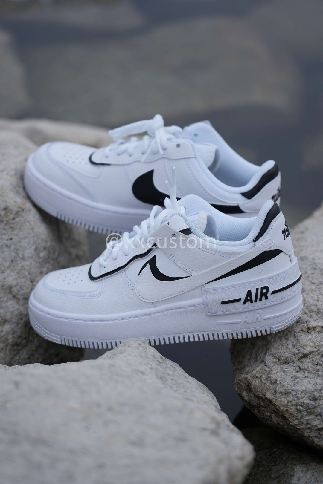 Black White Custom Air Force 1 Shadow