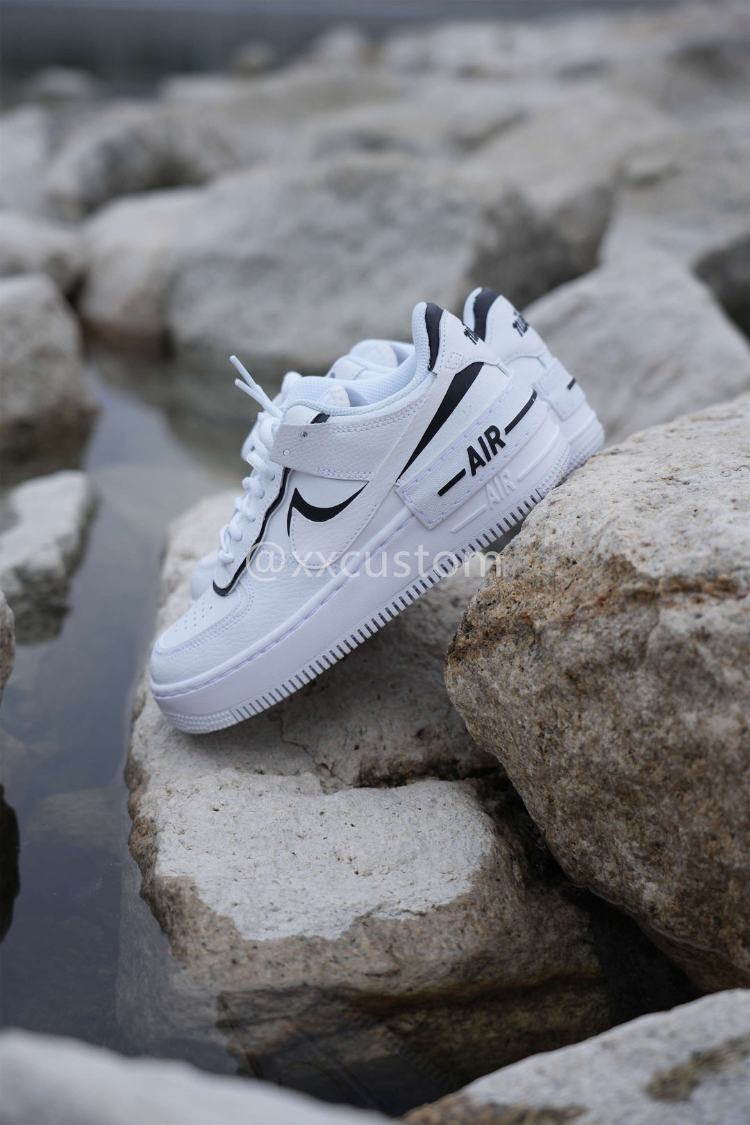 Black White Custom Air Force 1 Shadow