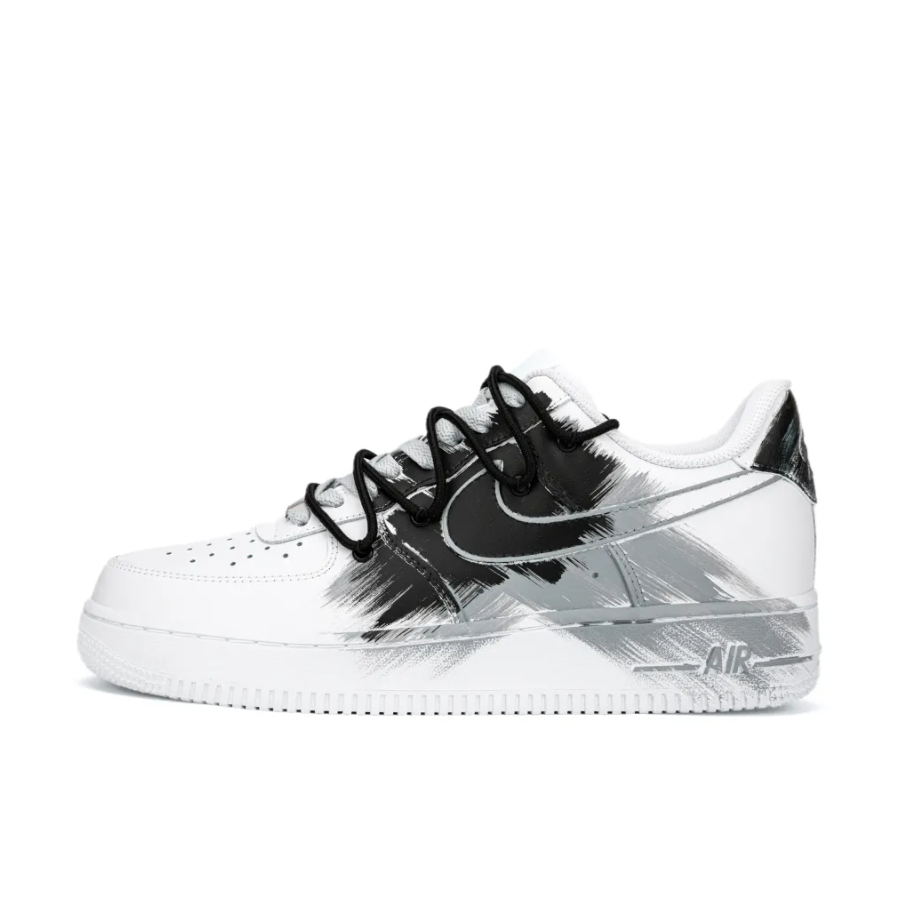 Extra Lace Black Gray White Custom Air Force 1