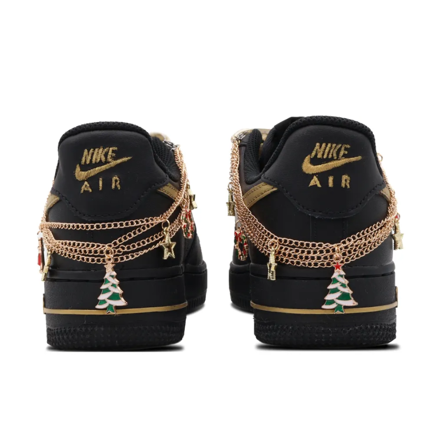 Christmas Metal Chain Santa Hat Black Custom Air Force 1