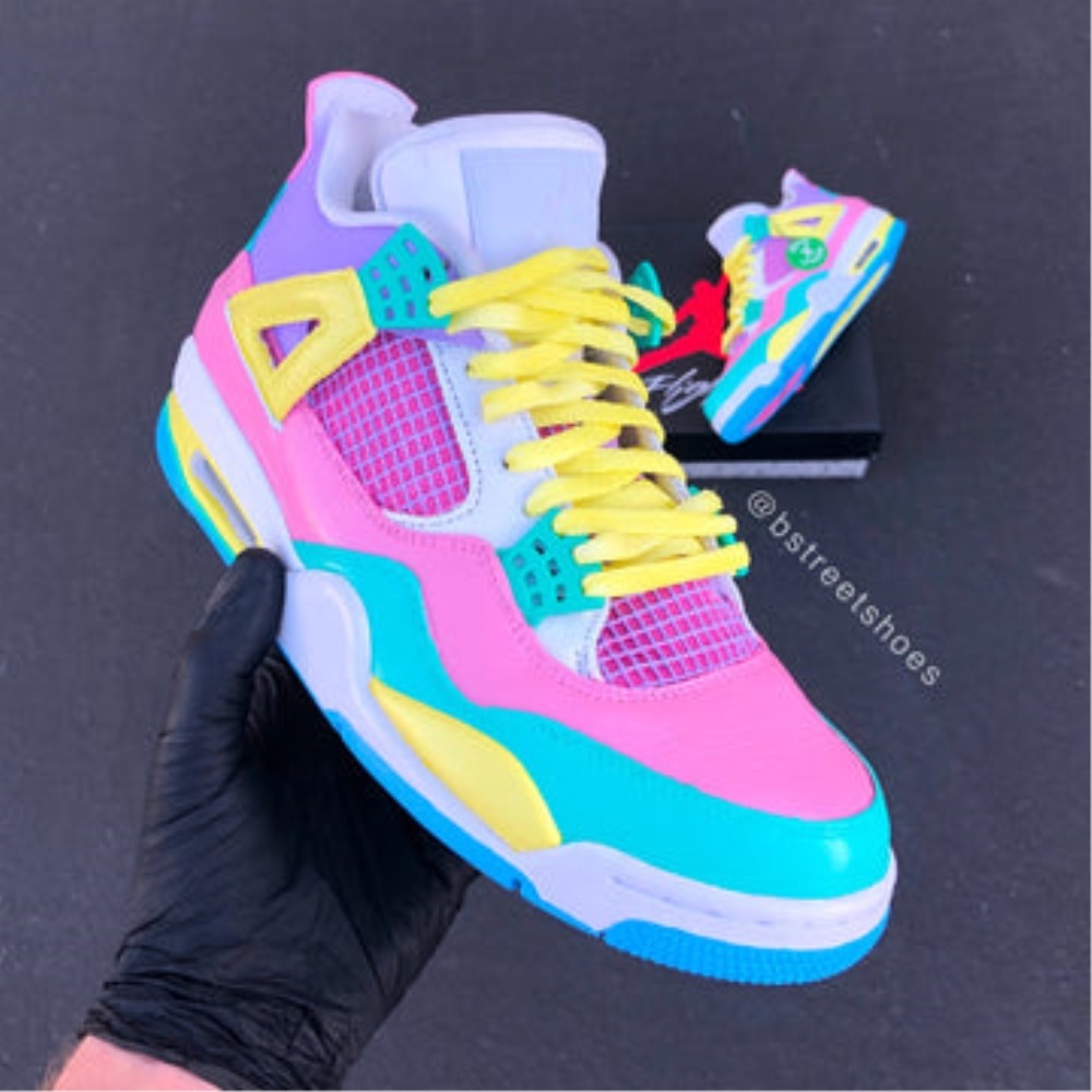 Pink Blue Yellow Custom Air Jordan 4