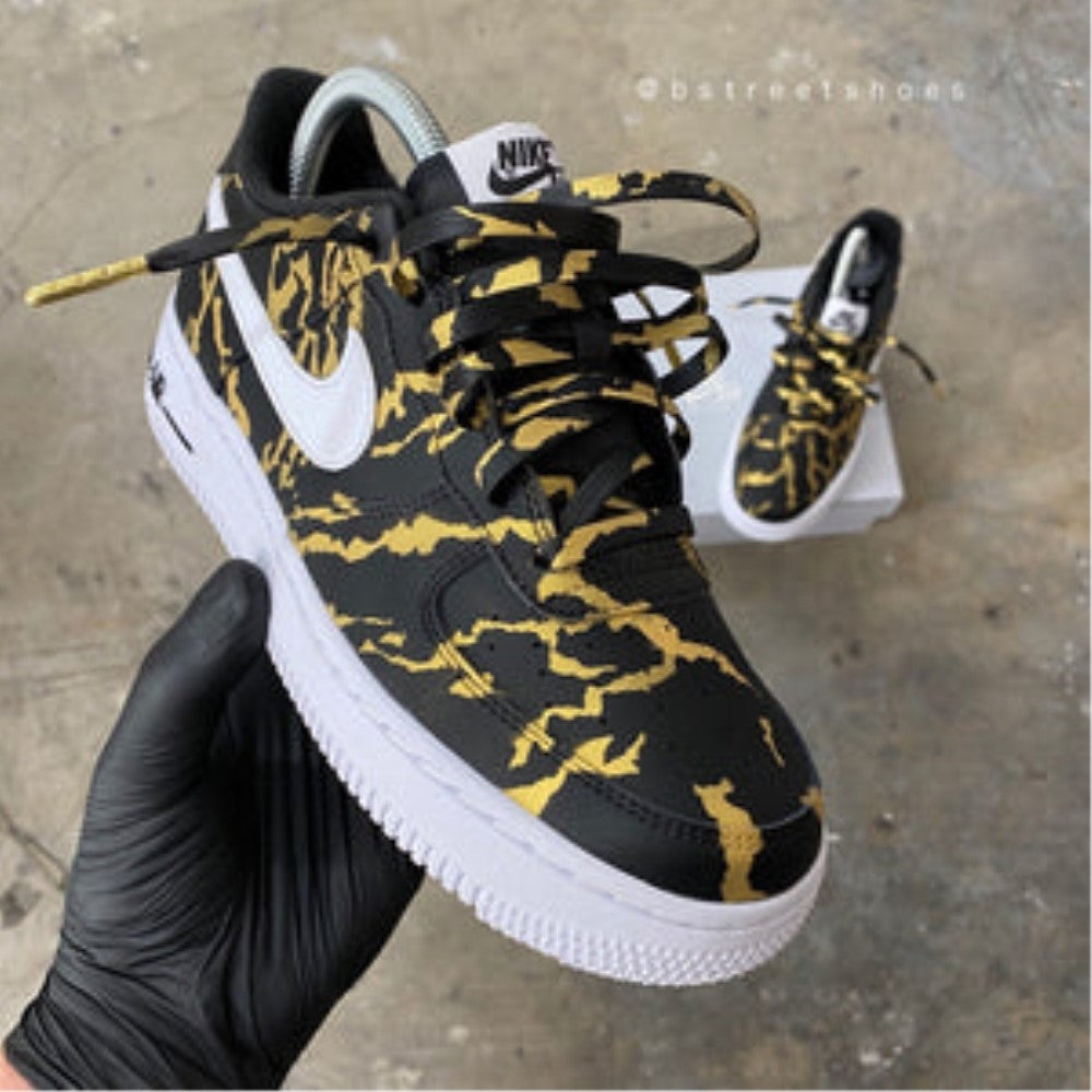 Gold and black air forces best sale