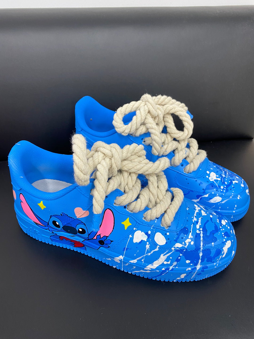 Blue Stitch Cartoon Thick Hemp Rope Custom Air Force 1
