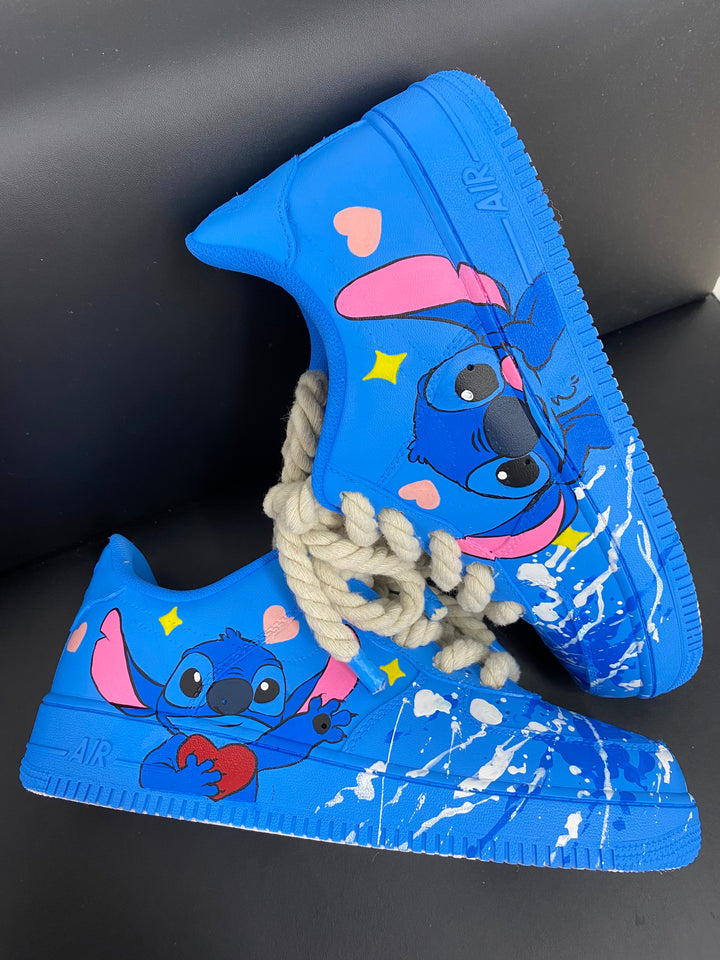Blue Stitch Cartoon Thick Hemp Rope Custom Air Force 1