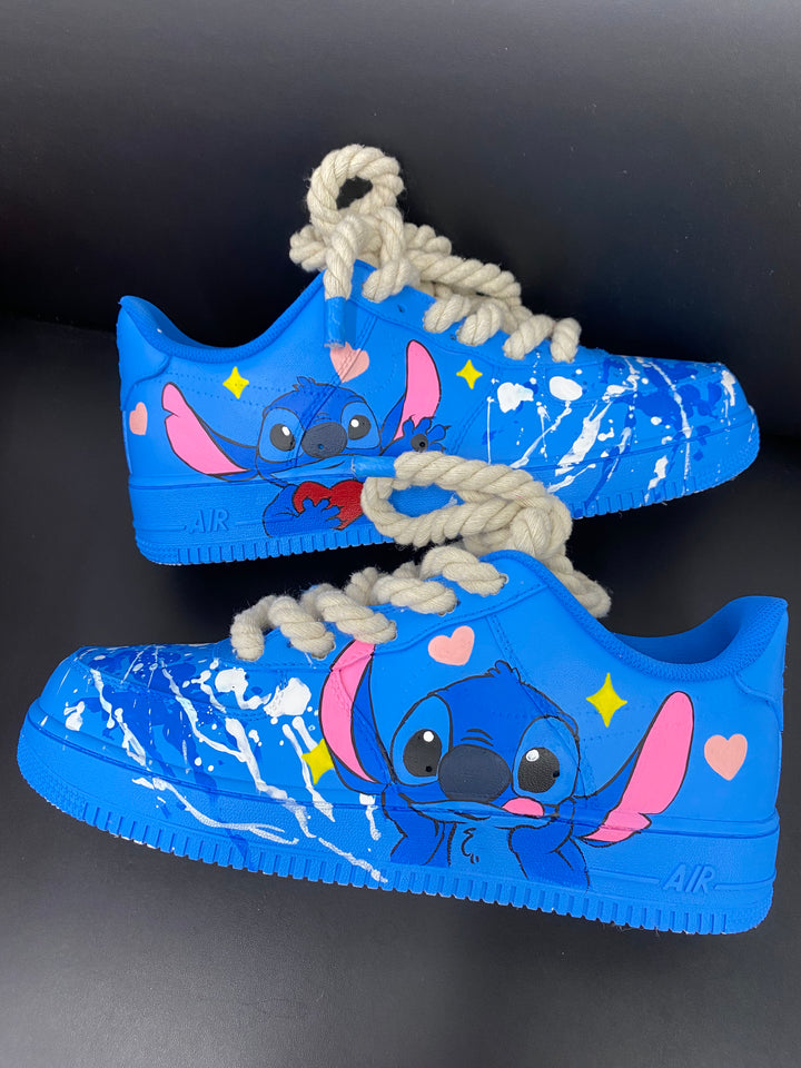 Blue Stitch Cartoon Thick Hemp Rope Custom Air Force 1