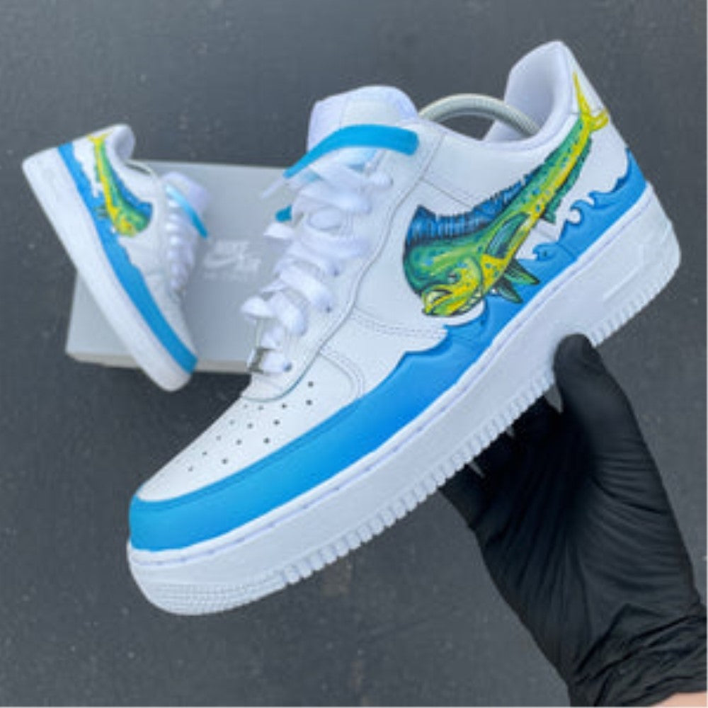 Blue Fish Swoosh Custom Air Force 1