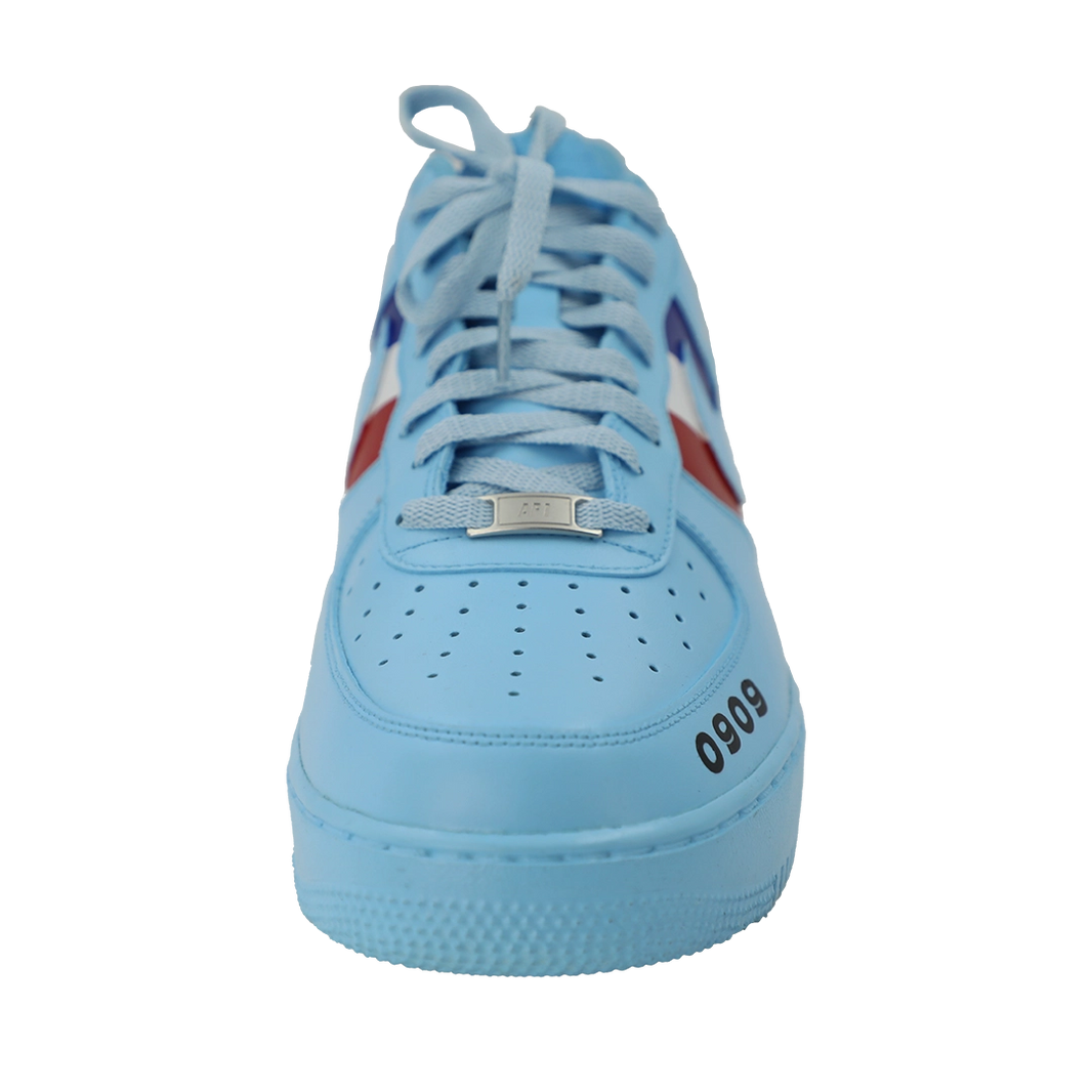 Custom Air Force 1 Baby Blue Ferrari Stripes And Logo