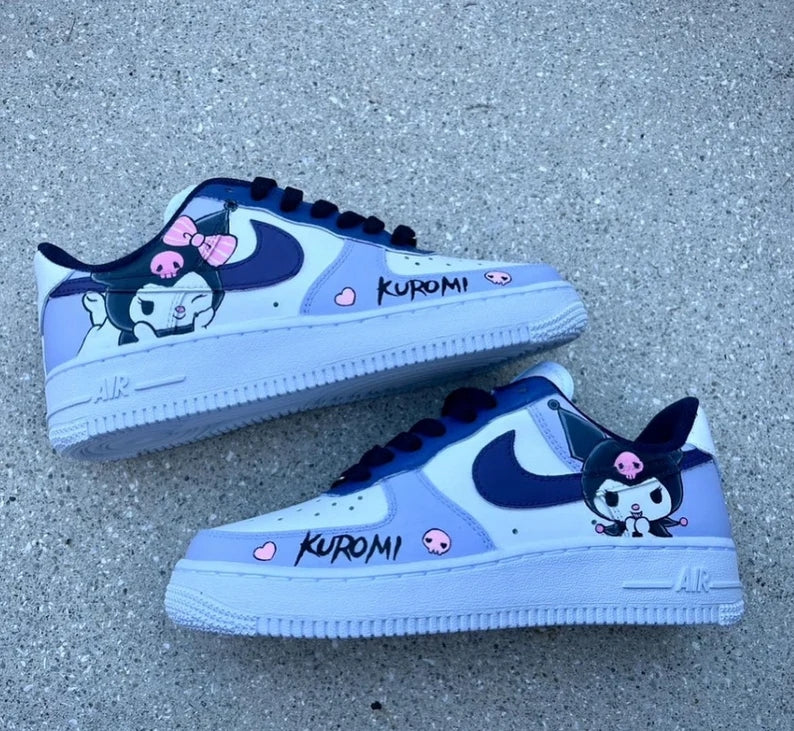 Custom Air Force 1 Baby Blue Kuromi Pattern