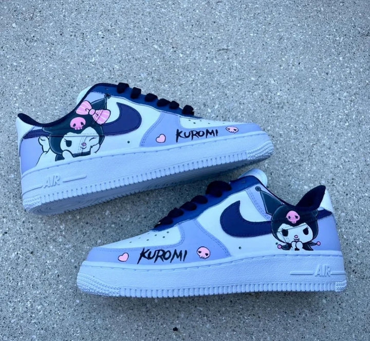 Custom Air Force 1 Baby Blue Kuromi Pattern