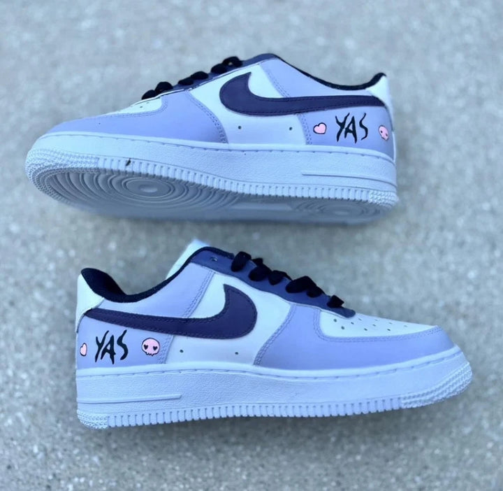 Custom Air Force 1 Baby Blue Kuromi Pattern