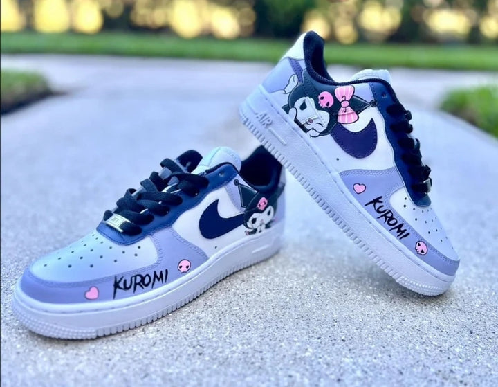 Custom Air Force 1 Baby Blue Kuromi Pattern