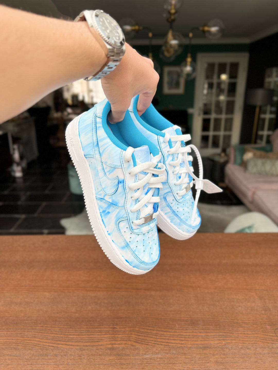 Custom Air Force 1 Baby Blue Tie Dye