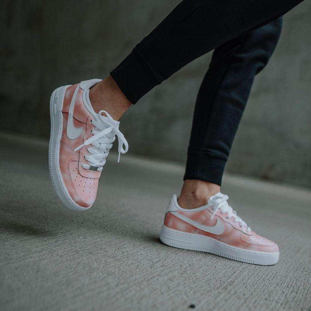Custom Air Force 1 Baby Pink Tie Dye