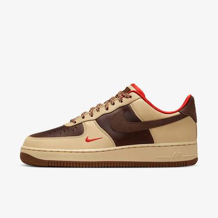 Custom Air Force 1 Beige Brown Swoosh Design