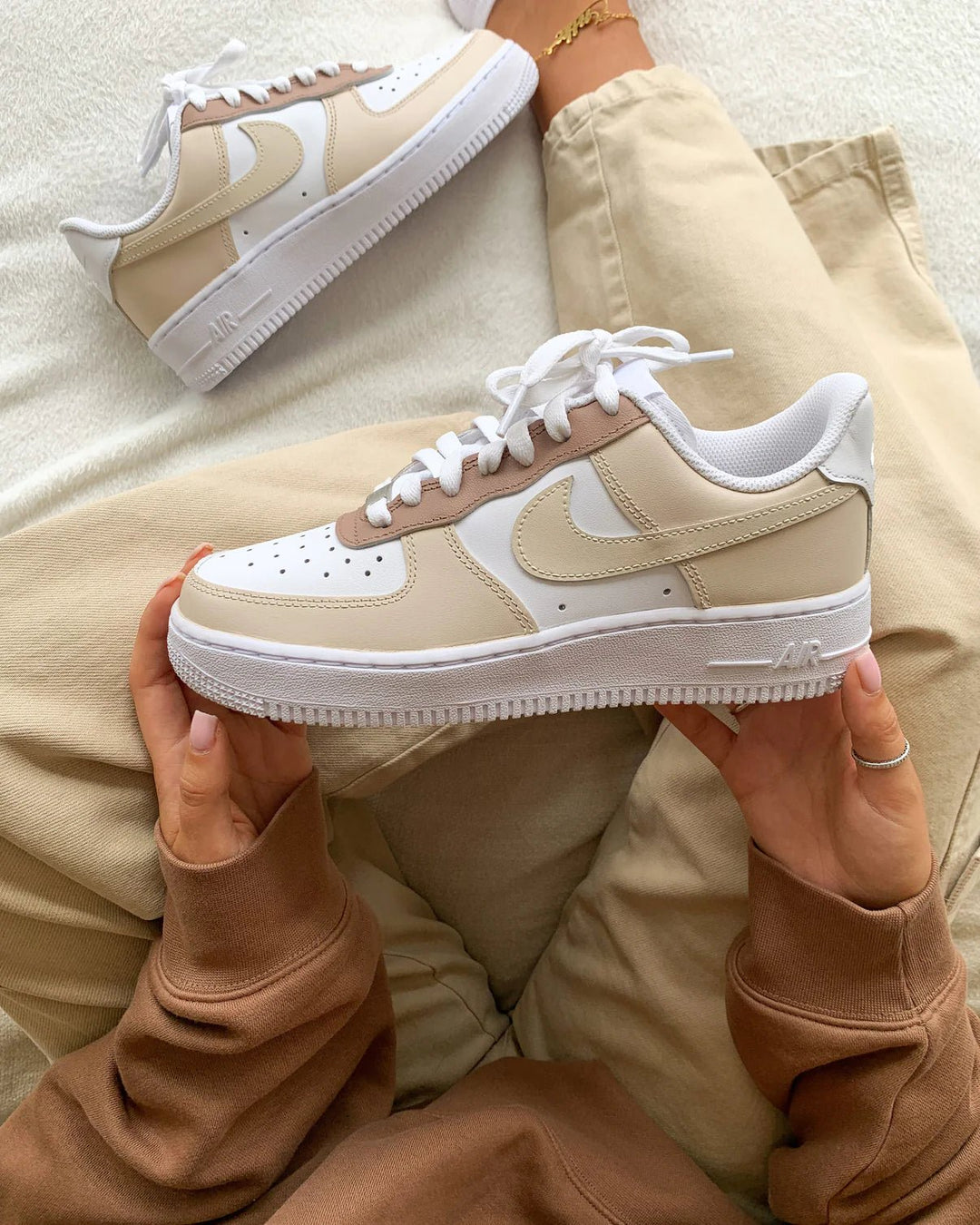 Custom Air Force 1 Beige White