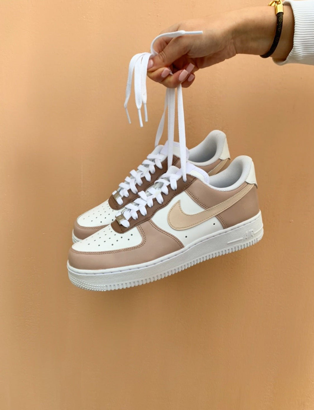 Custom Air Force 1 Beige White Color - Blocked