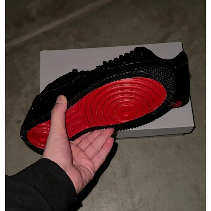Custom Air Force 1 Black Glitter And Red Sole