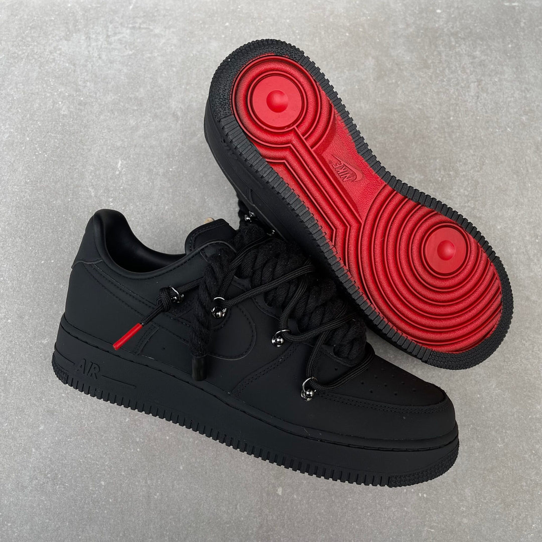 Custom Air Force 1 Black Red Sole