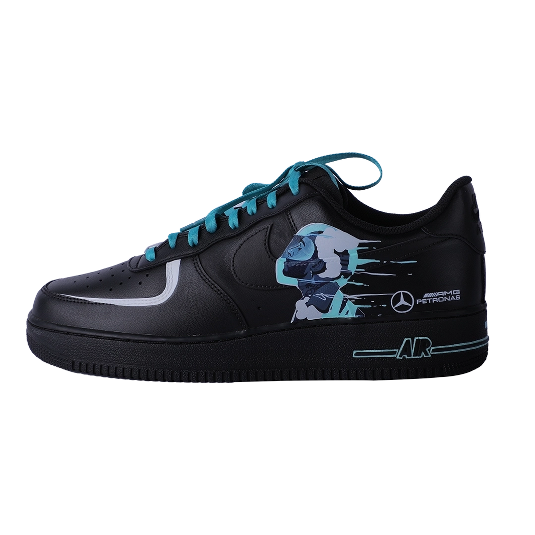 Custom Air Force 1 Black Teal Racing - Theme