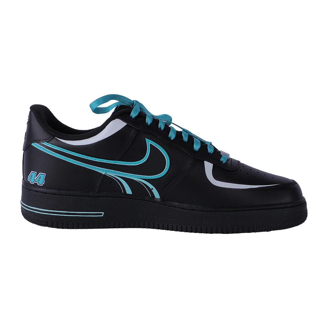 Custom Air Force 1 Black Teal Racing - Theme