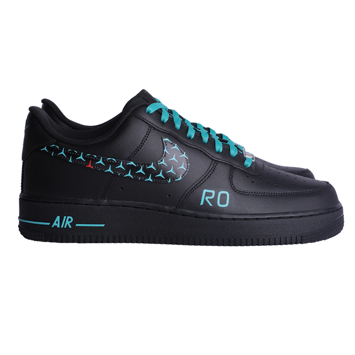 Custom Air Force 1 Black Teal Star Pattern