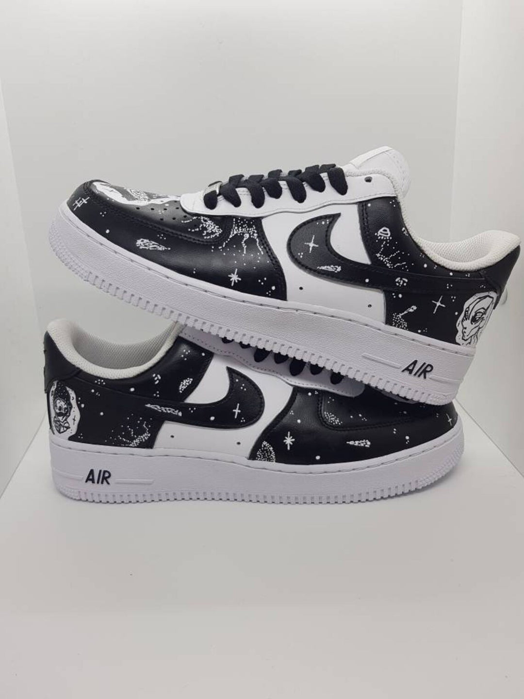 Custom Air Force 1 Black White Space Pattern