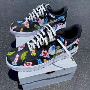 Custom Air Force 1 Black With Floral