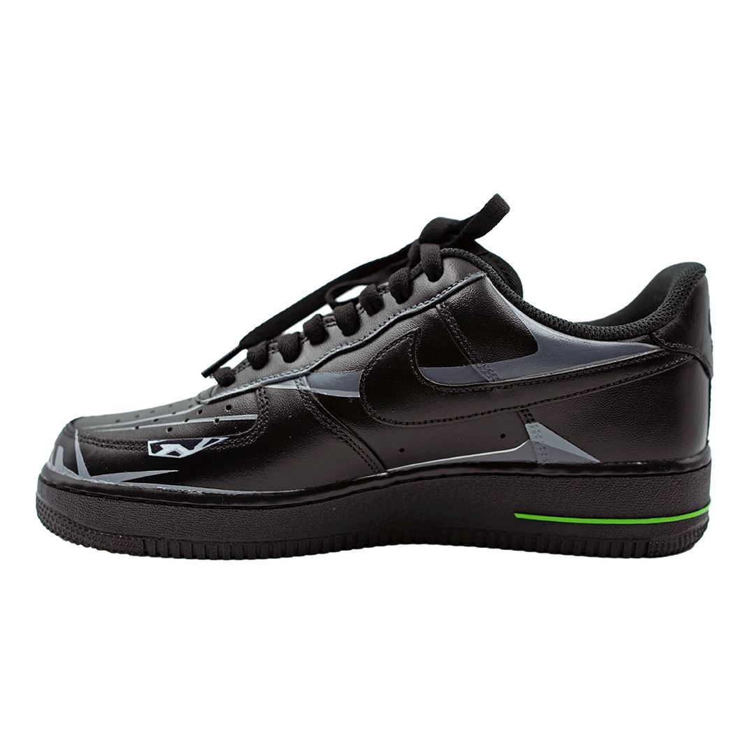 Custom Air Force 1 Black With Geometric Patterns And Lamborghini Logo